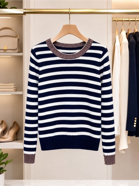Banana Republic Sweaters - Banana Republic Sweater Navy White Striped Cotton Large